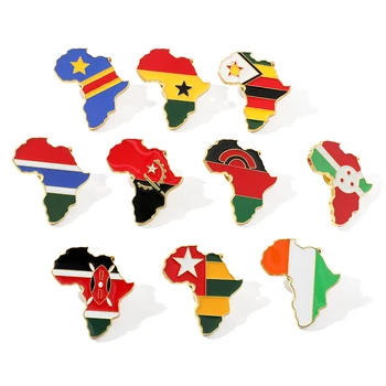 Ülke Haritası Broş Afrika Kenya Gambiya Fildişi Sahili Zimbabve Ulusal Bayrak Rozeti Yüksek Kaliteli Emaye Pin Koleksiyonu Takı