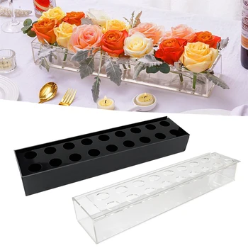 Şeffaf akrilik çiçek Vazo Dikdörtgen Çiçek Centerpiece yemek masası Düğün Dekor Romantik sevgililer Günü