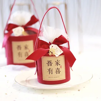 Şeker Kutusu Tarzı Büyük Tote Kova Yeni Çin Düğün Arkadaşı Hediye Kutusu Fikri