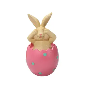 Şık minyatür tavşan heykel parlak renk yumurta kabuğu süsleme sevimli ifade atmosfer yaratmak