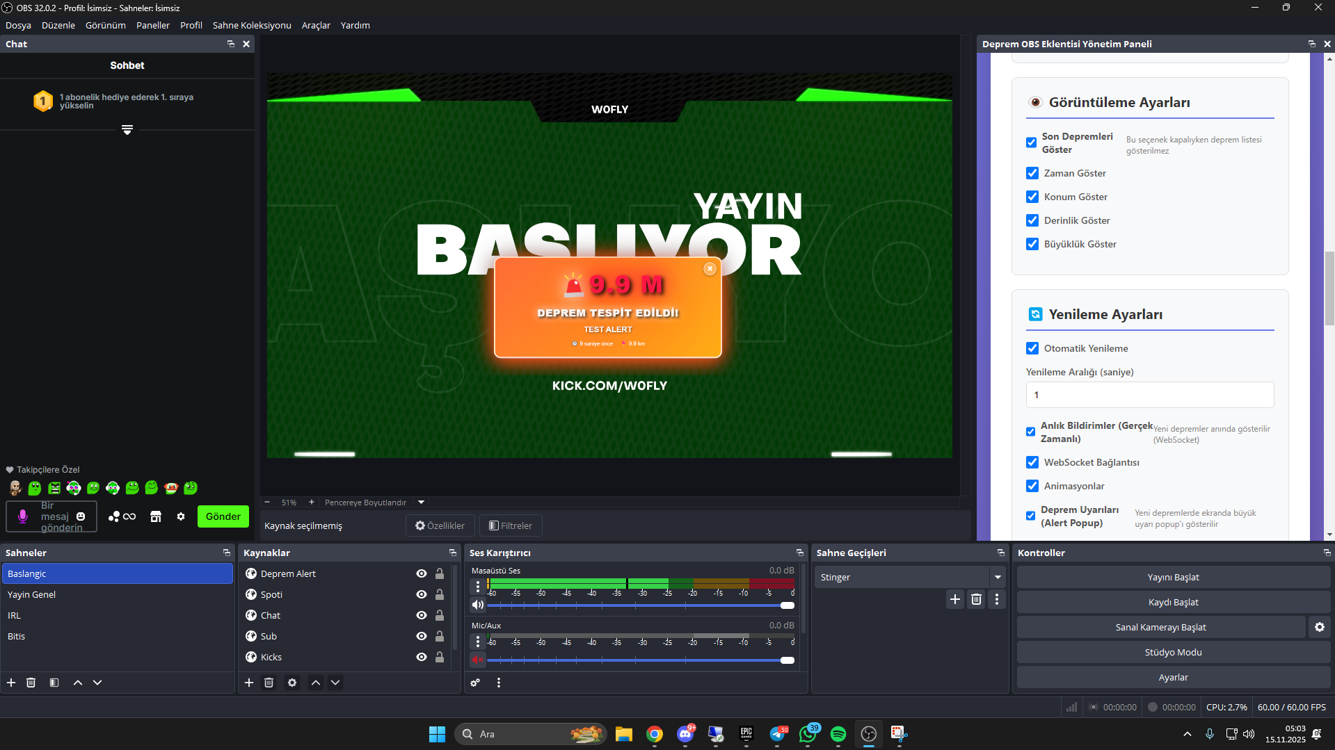 Jaharia Deprem OBS Eklentisi